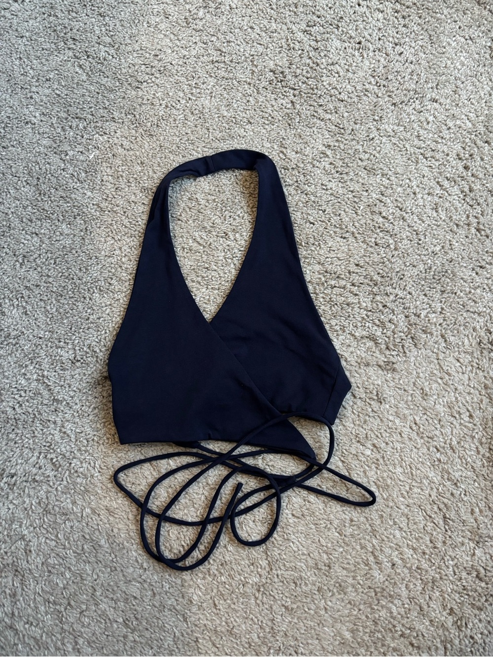 superdown dark purple Wrap Halter Crop Top with Tie